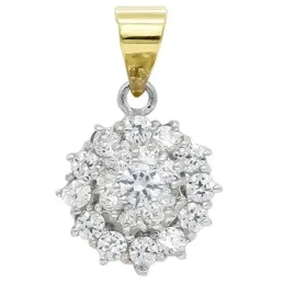 Colgante oro bicolor 18k mujer 11mm. flor cuajo circonitas