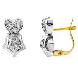 Pendientes oro bicolor 18k tuyyo 13mm. estrella corazón circonitas ci
