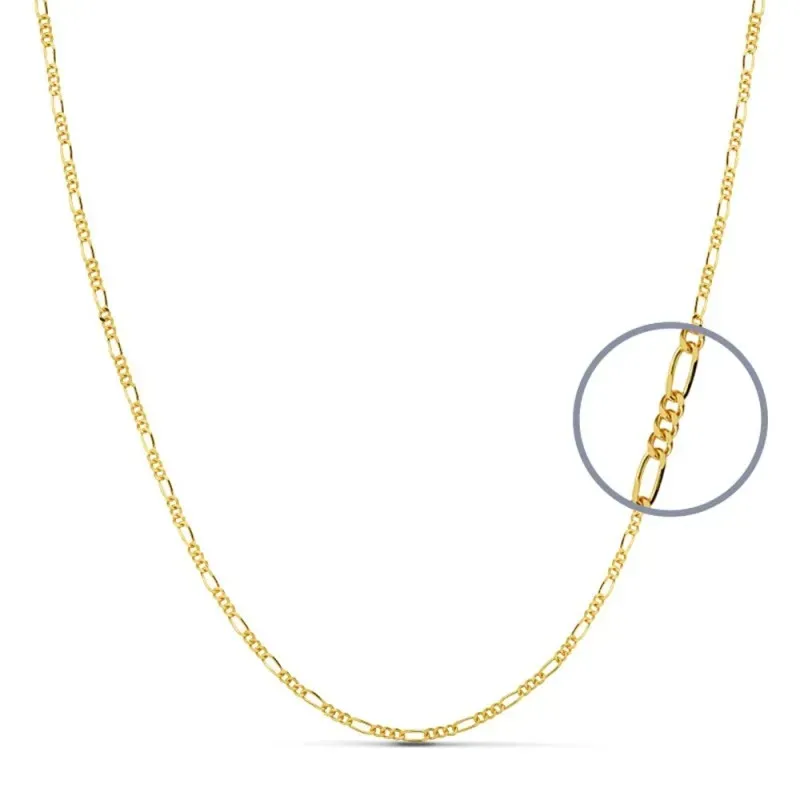 Cadena oro 18k maciza 45cm. eslabones alternos 3x1 lisa
