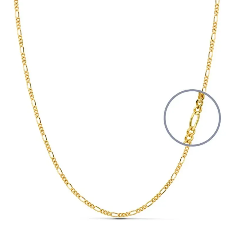 Cadena oro 18k 45cm. eslabones alternos 3x1 lisa