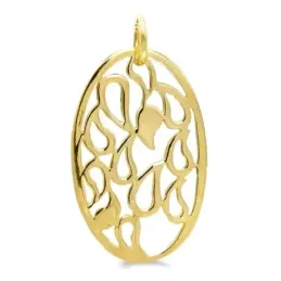 Colgante oro 18k oval interior formas caladas liso