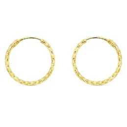Pendientes oro 18k aros huecos 15mm. retorcidos tallados