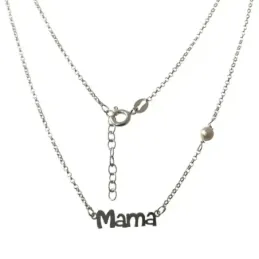 Gargantilla plata Ley 925m cadena rolo 43cm. motivo MAMÁ 16mm. detall