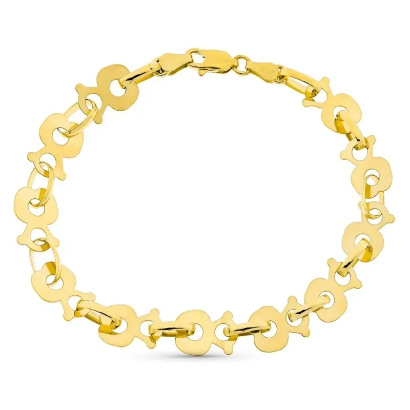 Pulsera oro 18k mujer combinada 20 cm. ositos y eslabones
