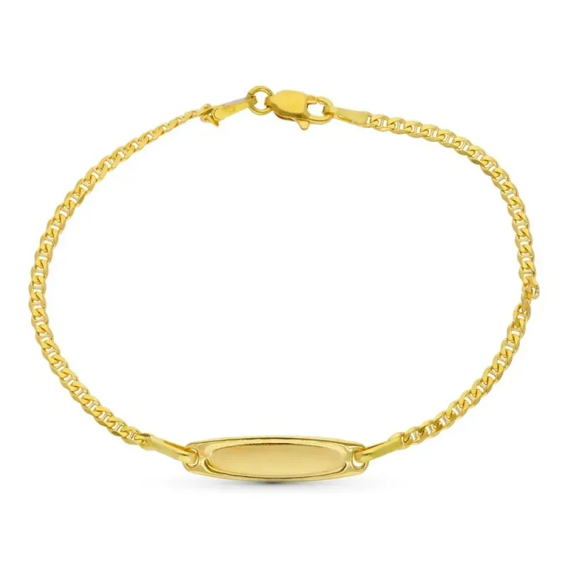 Esclava oro 18k niño 17 cm. cadena marina chapa relieve borde liso mo