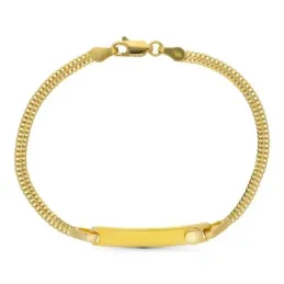Esclava oro 18k niño 17 cm. barbada doble chapa lisa círculo relieve