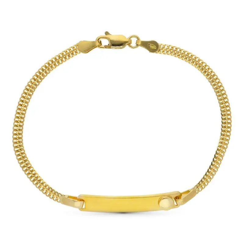 Esclava oro 18k niño 17 cm. barbada doble chapa lisa círculo relieve