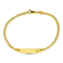 Esclava oro 18k niño 17 cm. barbada doble chapa lisa detalle flor mos