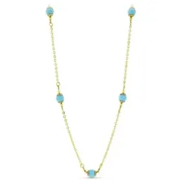 Gargantilla cadena oro 18k mujer forzada bolas turquesas