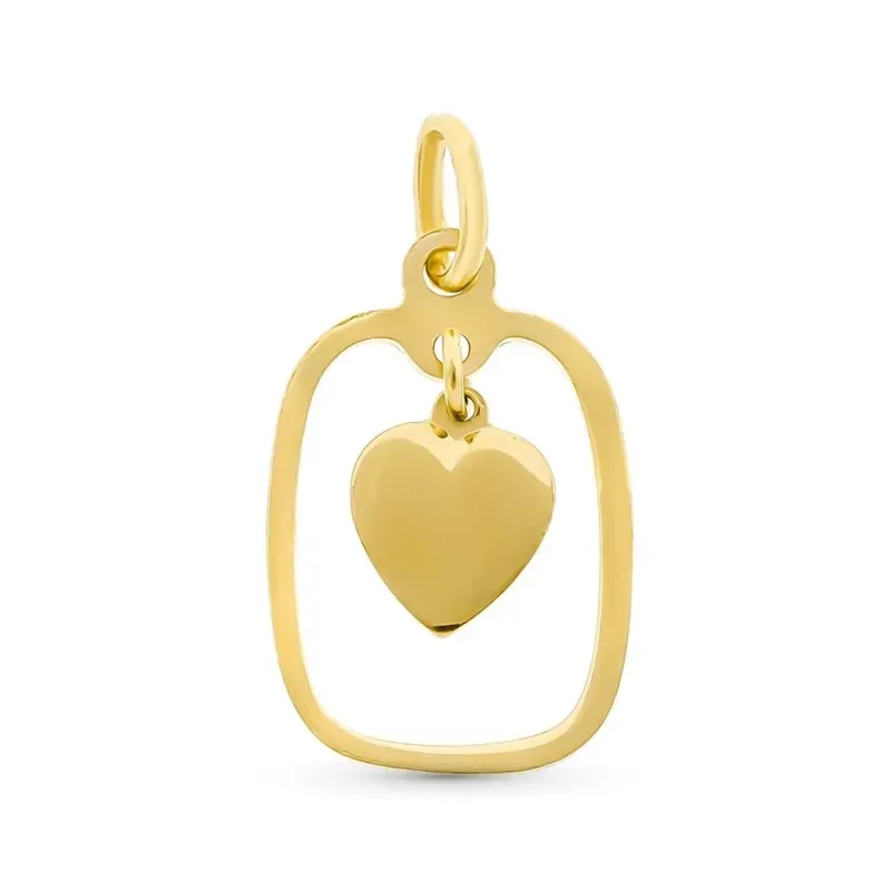 Colgante oro 18k calado liso con corazón centro