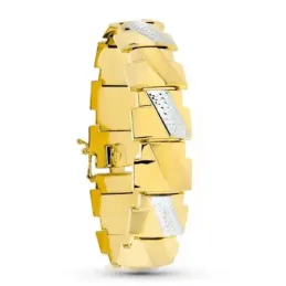 Pulsera oro 18k mujer 19.5 cm. bicolor estampación