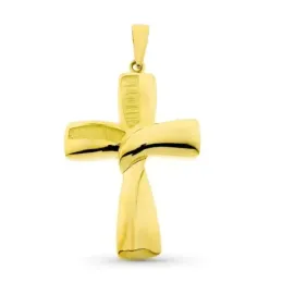 Cruz oro 18k nudo 34 mm. centro hueca