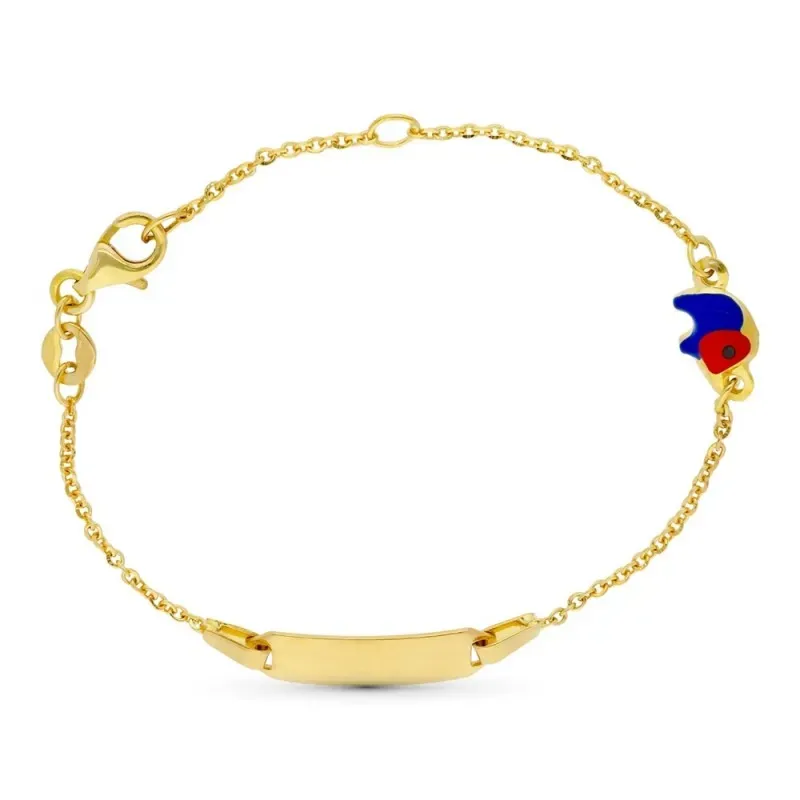 Esclava pulsera oro 18k niño forzada detalle elefante esmaltado cierr