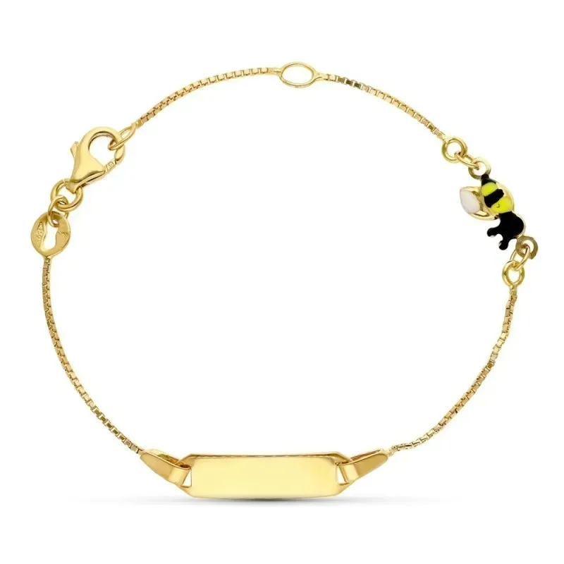Esclava pulsera oro 18k niño  16 cm. forzada detalle abeja esmaltada
