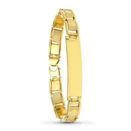 Esclava oro 18k hombre detalles grabados láser chapa lisa