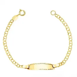 Esclava oro 18k bebé 13.5 cm. húngara reasa chapa brillo tallada