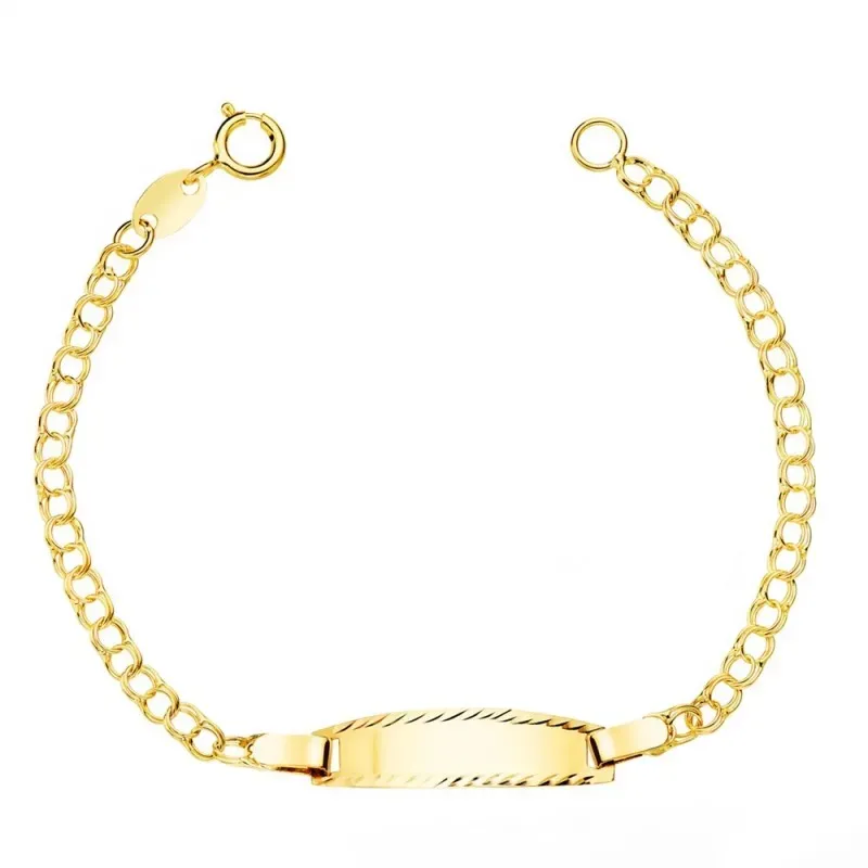 Esclava oro 18k bebé 13.5 cm. húngara reasa chapa brillo tallada