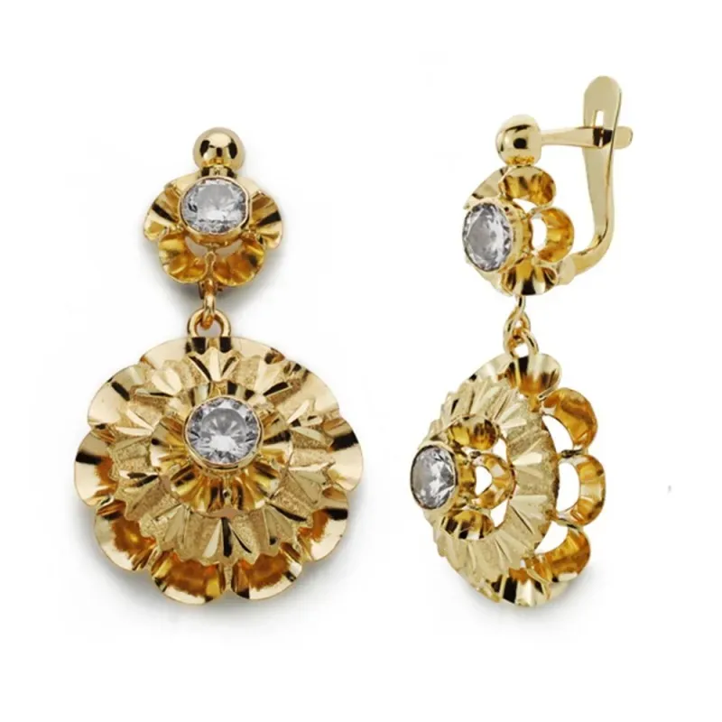 Pendientes oro 18k mujer cubanas circonitas cierre palillo catalán