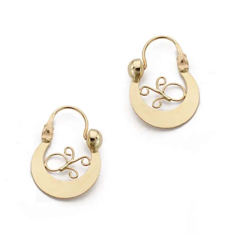 Pendientes oro 18k mujer 17 mm. criollas canarias motivo cierre aro