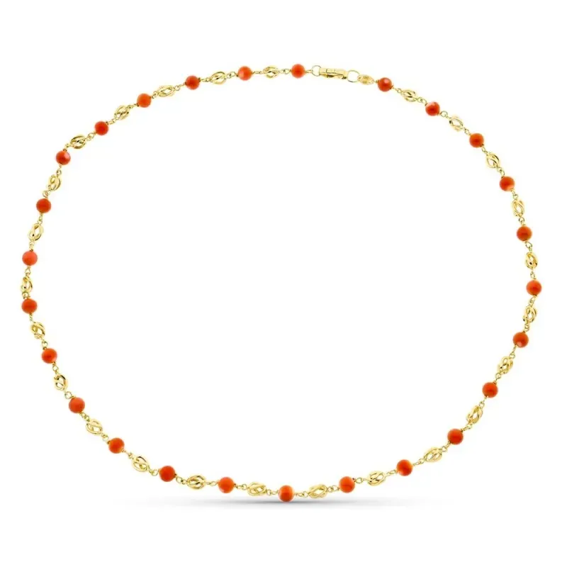 Pulsera oro 18k mujer 50 cm. jaula coral fino 5mm. japonés