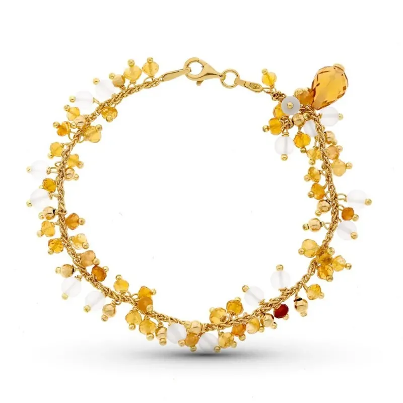 Pulsera oro 18k mujer piedras color mosquetón