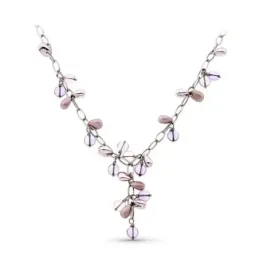 Gargantilla oro blanco 18k mujer cadena forzada piedras colgantes mat