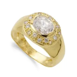 Sortija oro 18k mujer piedra blanca circonitas detalles
