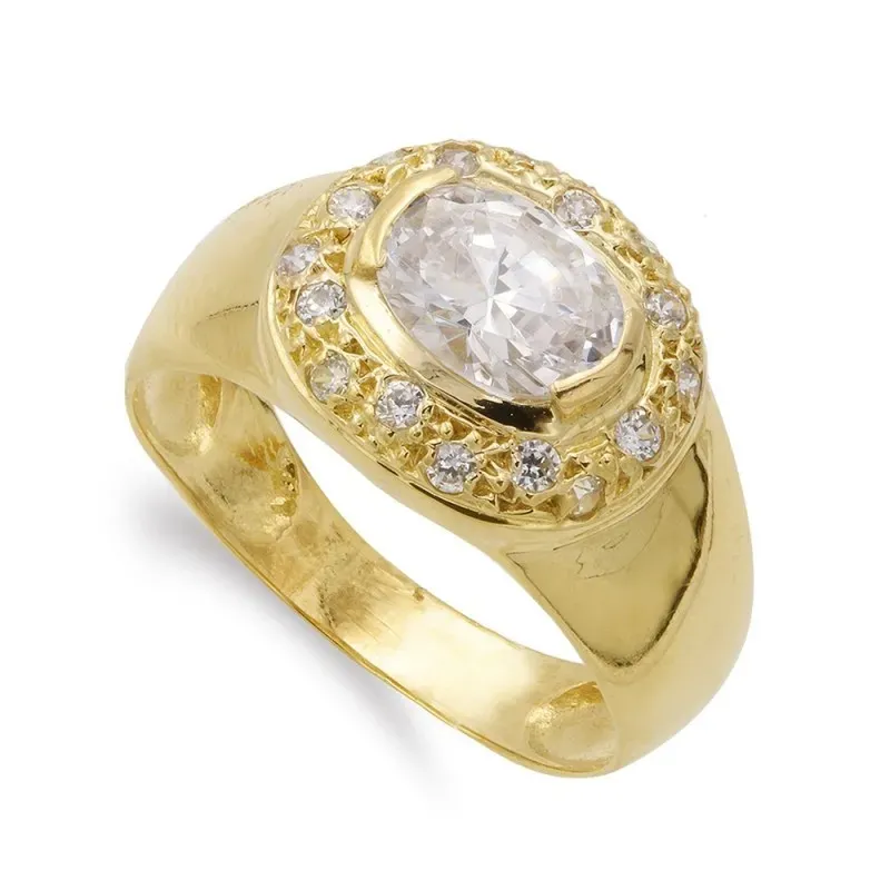 Sortija oro 18k mujer piedra blanca circonitas detalles