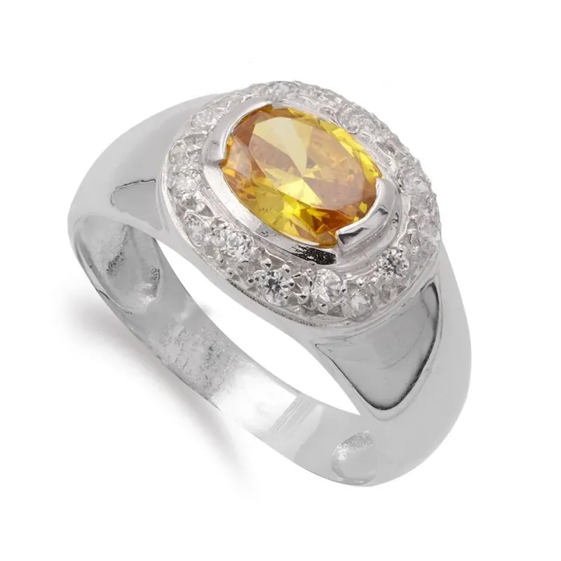 Sortija oro blanco 18k mujer topacio circonitas