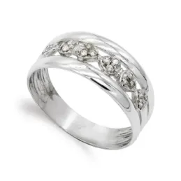Sortija oro blanco 18k mujer calada combinada formas circonitas