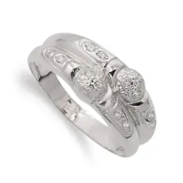 Sortija oro blanco 18k mujer dos cuerpos circonitas