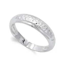 Sortija oro blanco 18k mujer martillada