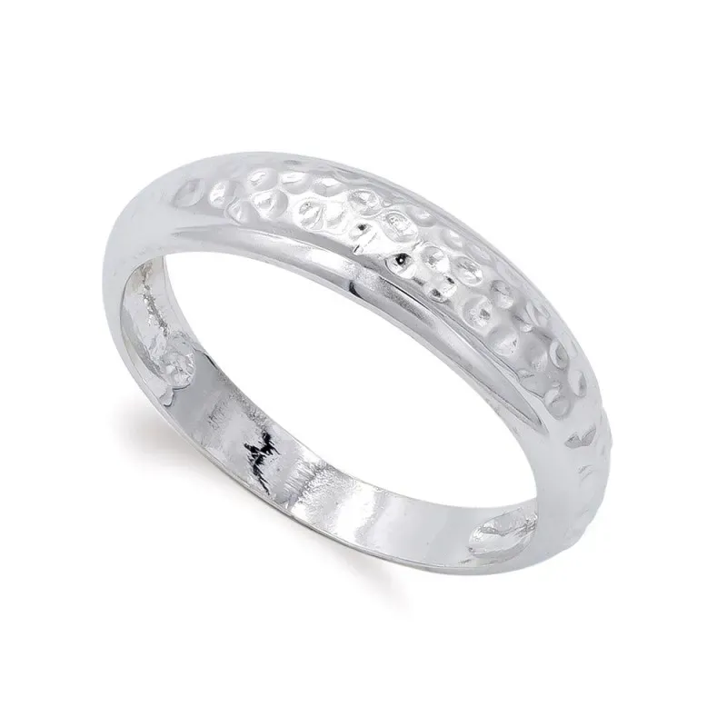 Sortija oro blanco 18k mujer martillada