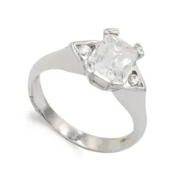 Sortija oro blanco 18k mujer circonitas centro