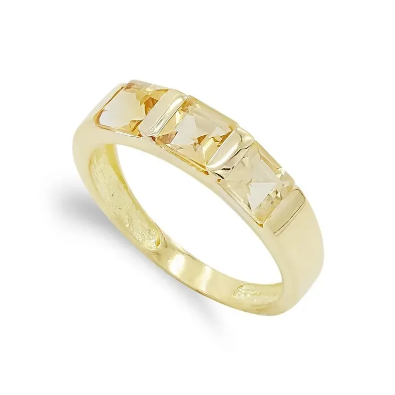 Sortija oro 18k mujer topacio tres piedras 4,5 mm.