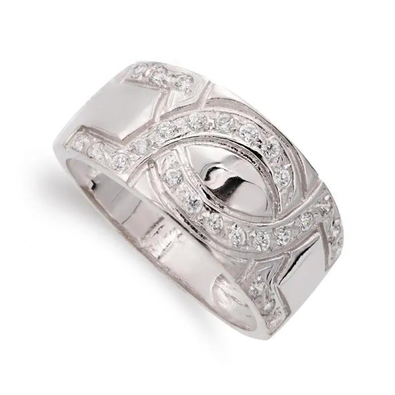 Sortija oro 18k mujer formas omega enlazadas circonitas liso