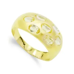Sortija oro 18k mujer circonitas ovaladas combinadas liso