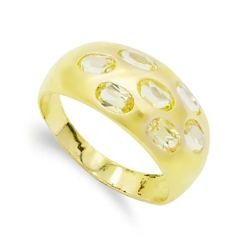 Sortija oro 18k mujer circonitas ovaladas combinadas liso