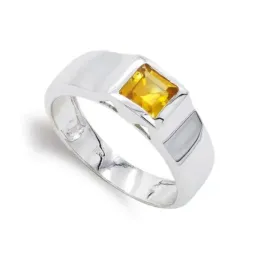 Sortija oro blanco 18k mujer piedra topacio 6 mm. lisa