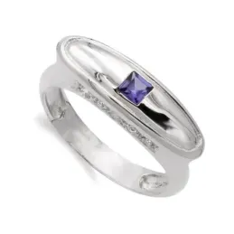 Sortija oro blanco 18k mujer amatista circonitas forma ovalada