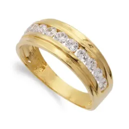 Sortija oro 18k mujer circonitas carril calado