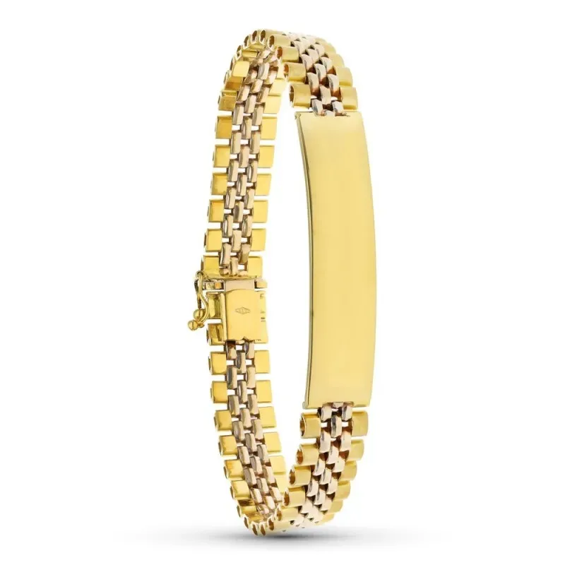 Esclava oro 18k hombre 21.5 cm. eslabon panter chapa lisa 10 mm.