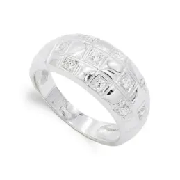 Sortija oro blanco 18k mujer circonitas combinada detalle cuadrados