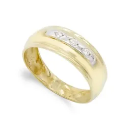 Sortija oro bicolor 18k mujer circonitas centro brillo mate