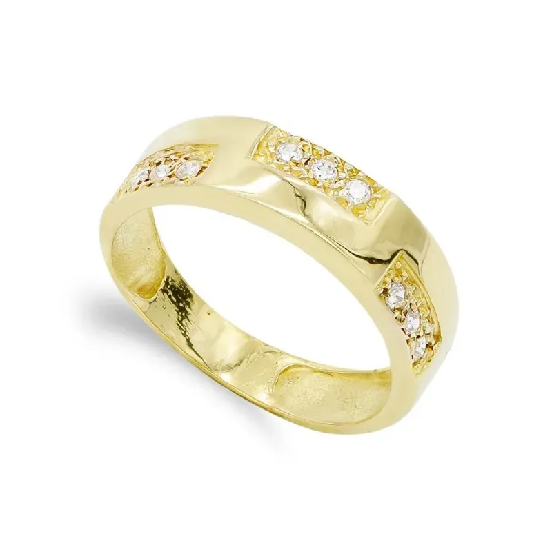 Sortija oro 18k mujer circonitas rectángulos combinado liso