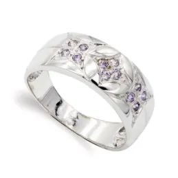 Sortija oro blanco 18k mujer formas circonitas color combinadas