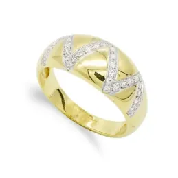 Sortija oro 18k mujer circonitas forma pico combinada lisa