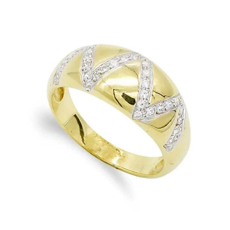 Sortija oro 18k mujer circonitas forma pico combinada lisa