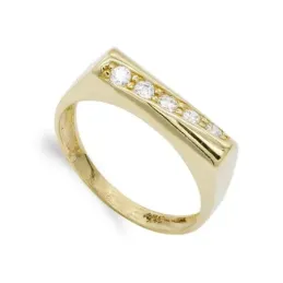 Sortija oro 18k mujer circonitas cabeza rectangular