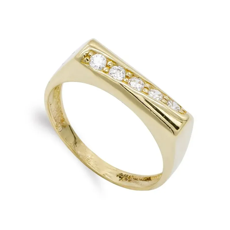 Sortija oro 18k mujer circonitas cabeza rectangular